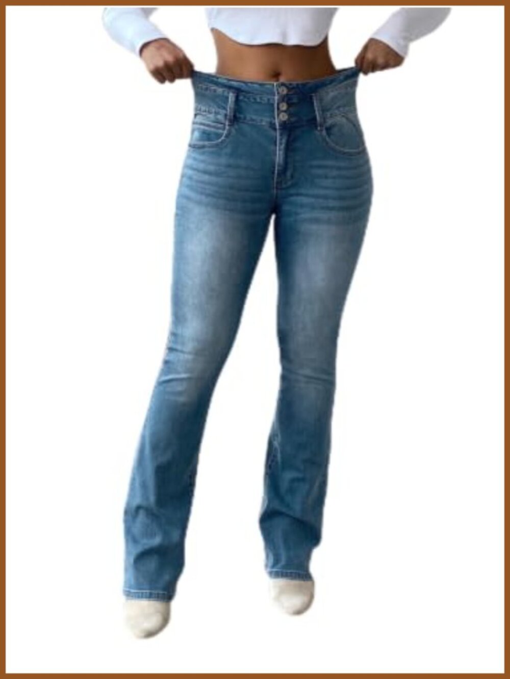 High Waist Bootcut Tummy Control Stretch Denim Jeans for Women